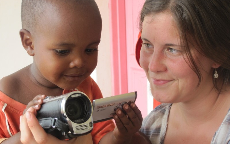 Boy with video camera